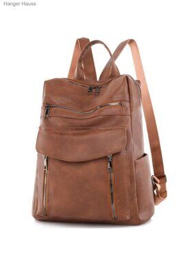 Women's PU Leather Anti-Theft Convertible Backpack Purse Travel Laptop Bag